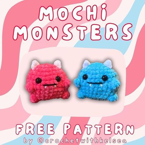 Crochet with Kelsea 🧶 | 🩷MOCHI MONSTERS FREE PATTERN🩵 As a celebration of hitting 10K followers, here is a little treat for the amazing crochet community!! I am b… | Instagram Mini Crochet Plushies, Market Patterns, Chunky Yarn Crochet Pattern, Crochet Monster, Crochet Market, Crochet Monsters, Easy Crochet Animals, Amazing Crochet, Mini Monster