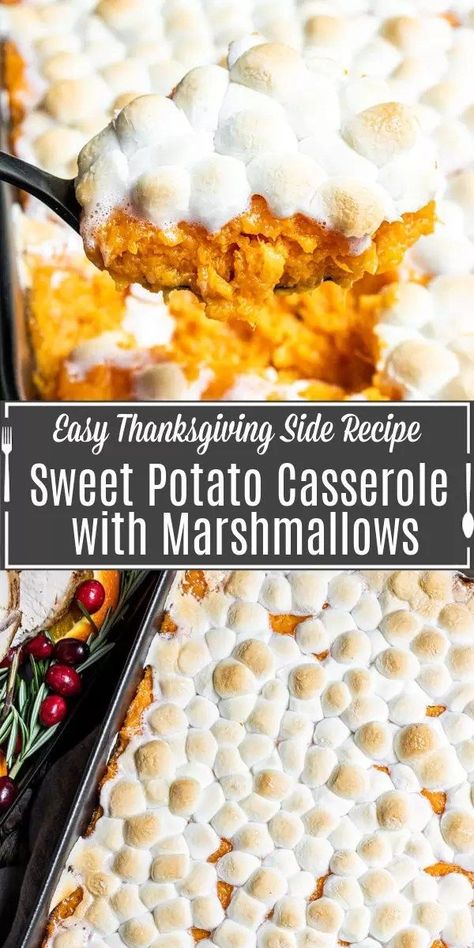 Sweet potato casserole with marshmallows is a classic southern recipe with lots of flavor! A must have Thanksgiving or Christmas side dish.