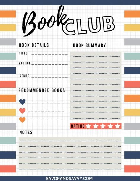 This handy book club printable is great to take to monthly book club events to keep track of thoughts, future books and more. Print out free bookmarks as well! #reading #bookclub #printable Book Club Sign Up Sheet, Book Club Planner, Library Bookmarks Free Printables, Book Club Printables, Reading Log Bookmark Free Printable, Reading List Bookmark Printable, Book Club Ideas Hosting, Free Printable Bookmarks, Kids Book Club