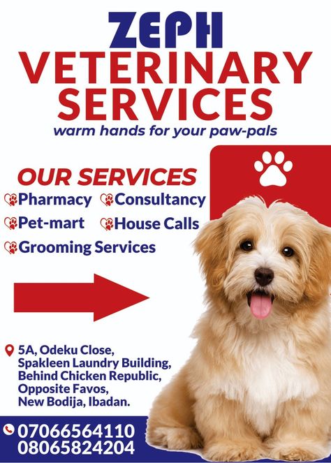 Veterinary Services Poster : Vet pharmacy, grooming services, pet mart etc. Services Poster, Banner Clip Art, Veterinary Services, Pharmacy, Flyer Design, Investment, Clip Art, Pet, Design