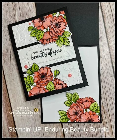 Stampin’ UP! Enduring Beauty Bundle Video Tutorial | Cindy Lee Bee Designs Stampin Up Enduring Beauty Cards, Stampin Up Enduring Beauty, Flowers Of Beauty Stampin Up Cards, Enduring Beauty Stampin Up Cards, Stampin Up Techniques, Inking Techniques, Alcohol Ink Markers, Bee Designs, Card Folds