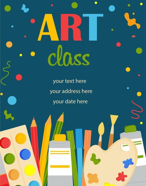 Painting Stationary, Class Poster Ideas, Class Poster Design, Stationary Background, Art Class Posters, Creative Art Activities, Painting School, Class Poster, Promo Poster