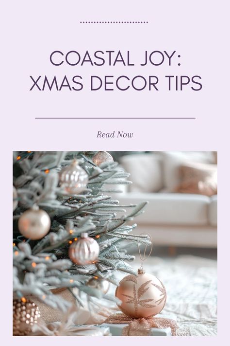 Explore creative ideas for coastal-themed Christmas decorations that bring a cozy seaside feel to the holidays. This pin showcases unique tips for adding beachy elements to your festive decor with 1 image. Diy Coastal Christmas Ornaments, Coastal Christmas Decorations, Xmas Decor Ideas, Coastal Winter, Festive Decor Ideas, Blue Ornaments, Christmas Color Palette, White Fairy Lights, Seaside Theme