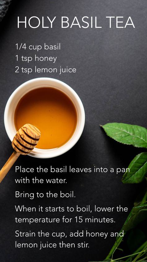 Sick Tea, Holy Basil Tea, Herb Drink, Basil Tea, Herb Drying, Toxic Free Living, Tea Remedies, Herbal Remedies Recipes, Medicinal Garden