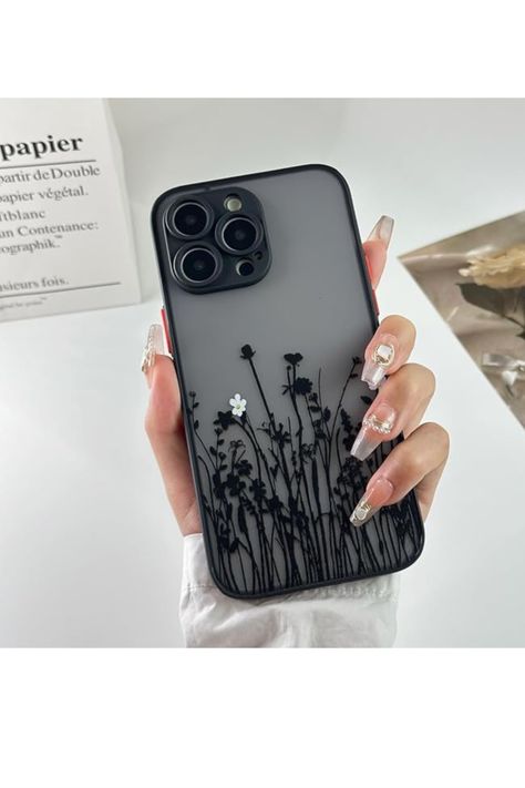 【Compatible with iPhone 14 Pro】This cute phone case is compatible for iPhone 14 Pro 6.1 Inch. Support wireless charging! 【Aesthetic Floral Pattern】The black floral case with translucent back cover is quite creative element and more attractive.perfect for daily use. You'll get tons of compliments on this case! 【High Quality Material】Made of premium TPU material, this iPhone 14 Pro case is durable and flexible to absorb the impact of accidental fall and enhance shock protection. Black Phone Cover Aesthetic, Black Phone Case Aesthetic, Aesthetic Floral, Case Aesthetic, Cute Phone Case, Floral Cases, Floral Phone Case, Cute Phone, Black Phone