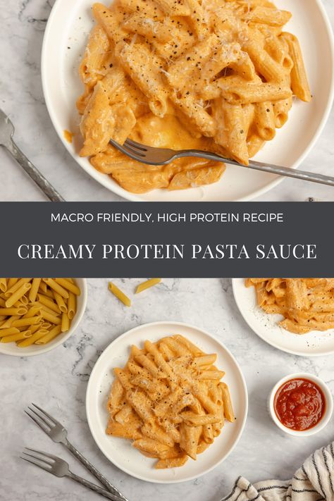 High Protein Creamy Pasta Sauce How To Add Protein To Pasta, High Protein Vegan Pasta Recipes, High Protein Pasta Sauce, High Protein Pasta Recipes, Creamy Pasta Sauce Recipes, Protein Pasta Recipes, High Protein Pasta, Pasta Ideas, Meatless Dishes