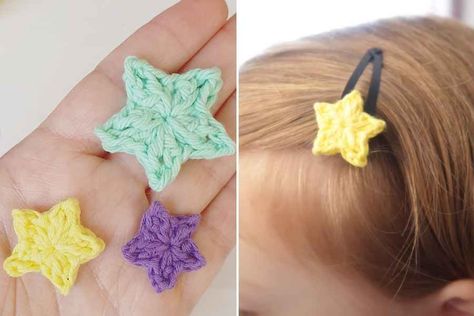 Beginner Friendly! How To Crochet Small Star Crochet Small Star, Crochet Mini Star, Pretty Stars, Crochet Star Patterns, Make A Blanket, Left Handed Crochet, Mini Stars, Crochet Applique Patterns Free, Crochet Appliques