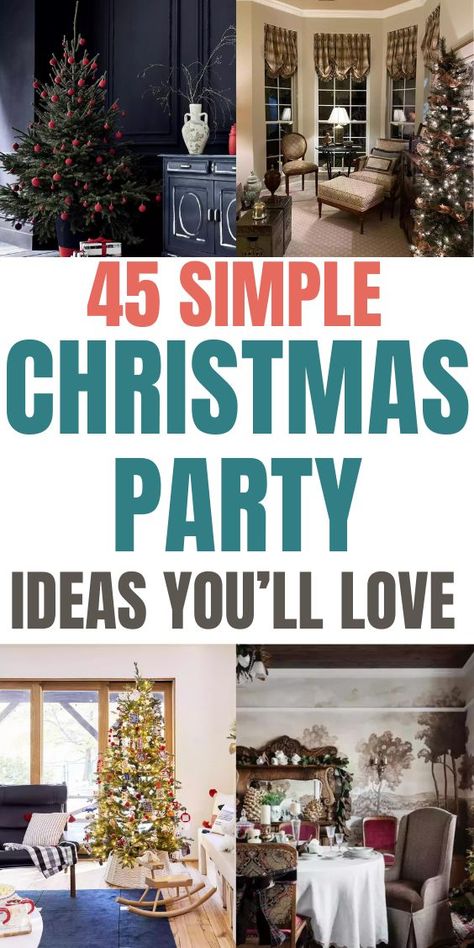 Host the ultimate festive celebration with these 50 Christmas party ideas! From creative themes and DIY decor to fun activities for kids and adults, these ideas will make your gathering unforgettable. Perfect for spreading holiday cheer and joy! 🎄🎁 #ChristmasParty #HolidayIdeas #FestiveCelebrations Christmas Eve Party Decorations, How To Host Christmas Party, Decorating For A Christmas Party, Simple Christmas Party Table Decor, Holiday Party Ideas For Adults, Adult Christmas Party Decorations, Company Holiday Party Ideas, Christmas Eve Party Ideas, Easy Christmas Party Ideas