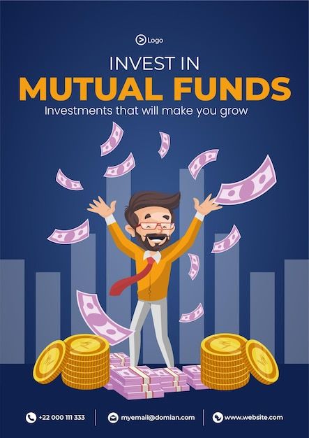 Flyer design of invest in mutual funds t... | Premium Vector #Freepik #vector #money-poster #finance-poster #earn #earn-money Investment Advertising Design, Mutual Fund Ads, Investment Flyer Design, Finance Design Poster, Mutual Funds Poster, Investment Poster Design, Finance Poster Design, Mutual Funds Creative Ads, Finance Creative Ads