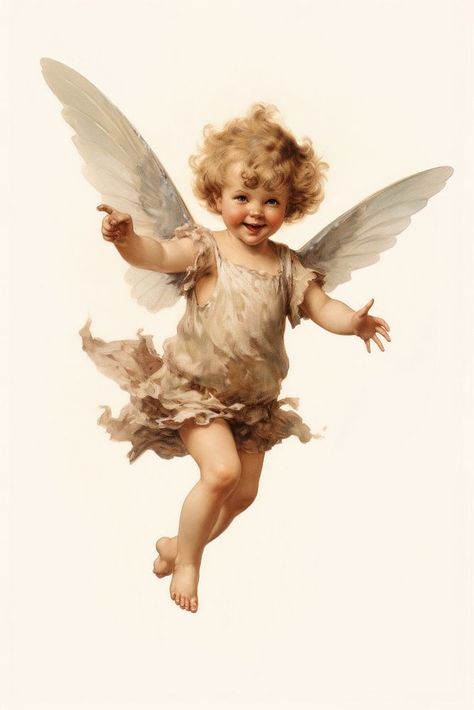 Vintage fairy cherub flying portrait angel baby. | premium image by rawpixel.com / Ling Cherub Flying, Cherubim Angels, Painting Alternative, Cherub Art, Cherub Baby, Vintage Angels, Custom Tattoos, Milan Cathedral, Angel Images