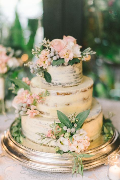 Naked Cake with Blush Roses and Silver Brunia Silver Brunia, French Buttercream, Rose Gold Wedding Cakes, Wedding Cake Fresh Flowers, Wedding Reception Planning, Luxury Wedding Cake, Lace Wedding Cake, Floral Wedding Cakes, Pink Wedding Cake