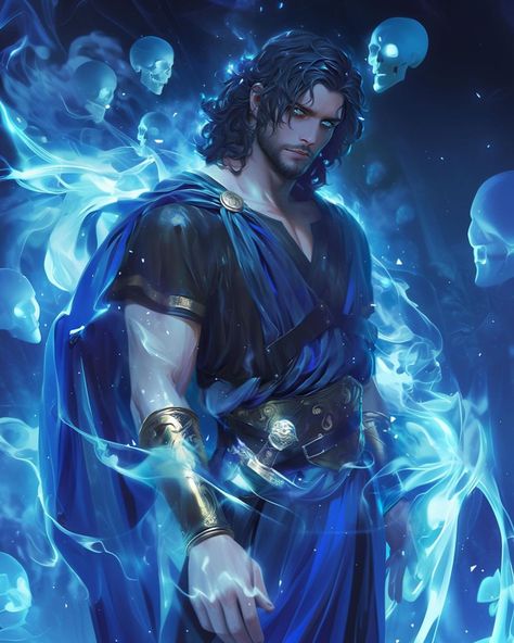 Thanatos Character Design, God Of The Sea Fantasy Art, Hades Greek God Art, Greek Character Art, Greek God Fanart, Greek God Oc, Hades Outfit, Hades Oc, Hades Greek God