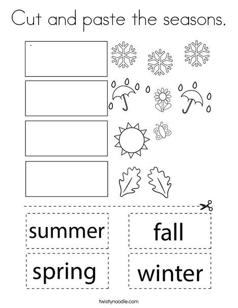 Season Coloring Pages, Learning Coloring Pages, Seasons Coloring Pages, Coloring Worksheets For Kindergarten, Seasons Lessons, Seasons Worksheets, Spring Worksheet, Cut And Paste Worksheets, Seasons Activities