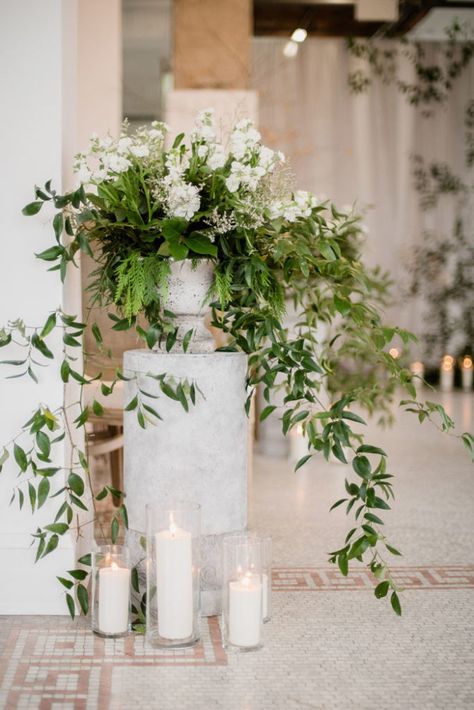 Greenery Arch Wedding, Wedding Loading, Greenery Floral Arrangements, Pedestal Arrangements, Kingscote Barn, Weddings 2024, Hamilton Wedding, Perth Wedding, Church Wedding Flowers