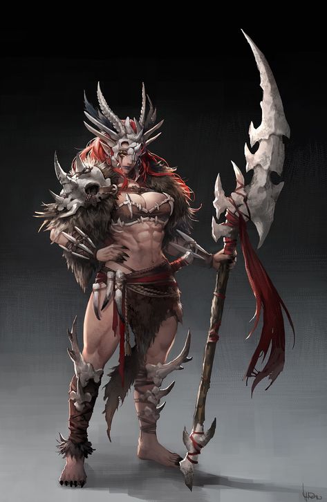 Barbarian Woman, Dragon Bones, Fantasy Armor, Fantasy Warrior, Arte Fantasy, 판타지 아트, A Character, World Of Warcraft, Fantasy Artwork