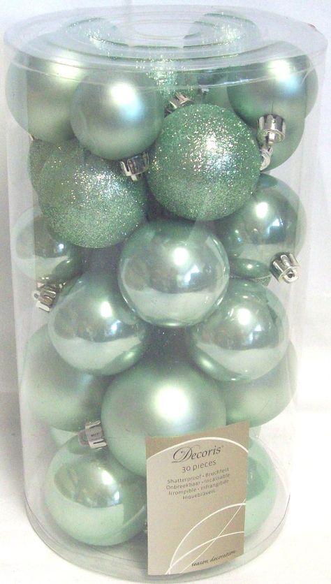 Mint Green Glitter & Metallic Ornaments #Christmas #Decor Mint Green Christmas Tree, Mint Green Christmas, Rustic Glam Christmas, Green Christmas Decorations, Green Christmas Tree Decorations, Green Xmas, Christmas Ball Ornaments, Eucalyptus Mint, Gold Christmas Decorations