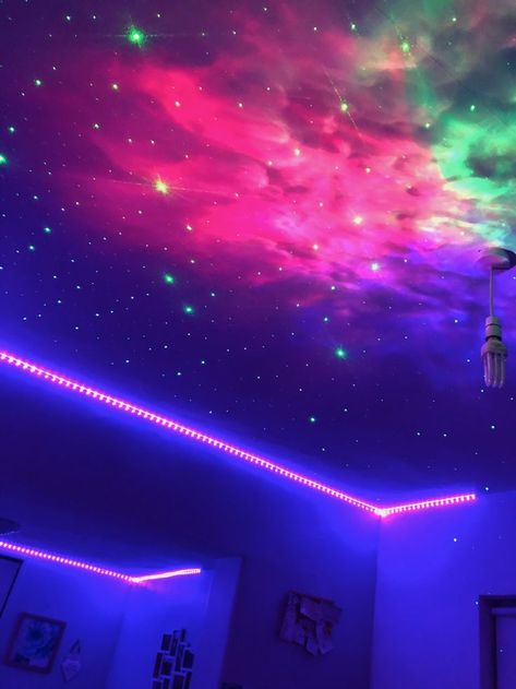 Led Lights Ceiling Bedrooms, Ceiling Projector Light, Led Stripe Lights, Cool Teen Bedrooms For Boys Led Lights, Led Lights Bedroom Ceiling Clouds, Led Lights Bedroom Roof, Lights On Ceiling Bedroom, Star Lights On Ceiling Projector, Lee Lights Bedroom