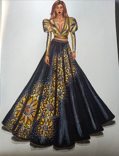 Lehanga Fashion Illustration, Gradation Design Dress Illustration, Traditional Wear Illustration, Traditional Fashion Illustration, Bride Fashion Illustration, Fashion Illustration Poses, Fashion Illustration Tutorial, Fashion Design Books, Lehenga Designs Simple