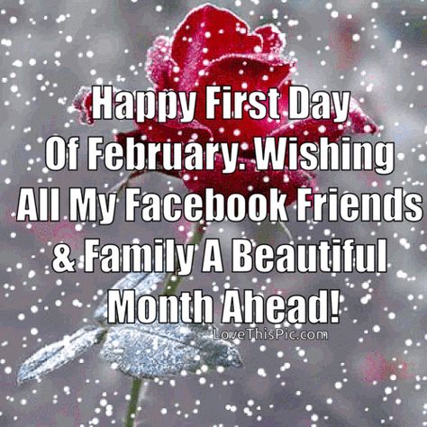 Happy First Day Of February Facebook Friends And Family February First Quotes, Welcome February Images, Happy First Day Of February, First Day Of February, Happy New Month Quotes, Hello February Quotes, New Month Wishes, Happy Valentines Day Photos, Welcome February