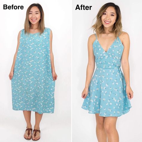 Thrifted Transformation, Thrift Dress, Thrift Store Diy Clothes, Thrift Flip Clothes, Diy Clothes Refashion, Upcycle Clothes Diy, Thrift Store Crafts, Dress Alterations, Diy Fashion Clothing