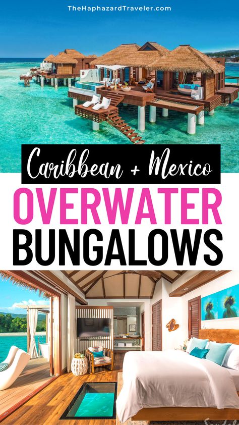 Need a tropical escape? Discover the best Mexico & Caribbean overwater bungalows near the USA! Perfect for honeymoons, destination weddings, romantic escapes & family vacations. Includes budget options + luxury all inclusive resorts that include a wedding, scuba certification & more! overwater bungalows cancun | overwater bungalows caribbean | sandals over water bungalows | overwater bungalows usa | overwater bungalows caribbean vacation | best caribbean all inclusive resorts | sandals resort Best Tropical Vacations All Inclusive, Sandals Over Water Bungalows, Bungalow Over Water Resorts, Cheap Cruises All Inclusive, Over Water Bungalow Affordable, Overwater Bungalow All Inclusive, Over The Water Bungalow, Over Water Bungalow, Couples Trips