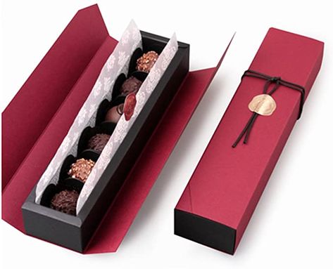 Amazon.com: 6 Cavity Chocolate Gift Packaging Box Wedding Party Paper Favor Boxes-Set of 10 (6 cavity red) : Home & Kitchen Chocolate Box Packaging, Box Valentine, Truffle Boxes, Chocolate Packaging Design, Chocolate Pack, Chocolate Wedding Favors, Chocolate Wrapping, Red Chocolate, Bakery Packaging