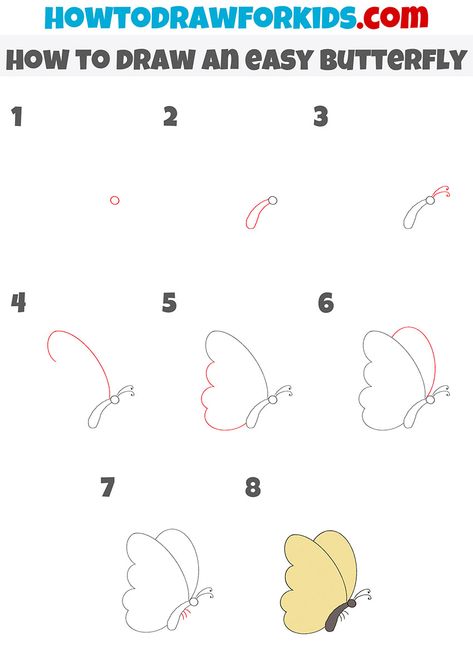 How To Doodle Butterflies, Fairy Drawing Easy Step By Step, Step By Step Flower Drawing Easy, How To Draw Butterflies Easy, Drawing Butterflies Easy, Easy Spring Drawings Simple, Draw A Butterfly Step By Step, Easter Drawings Easy Step By Step, Easy Butterfly Drawing Step By Step