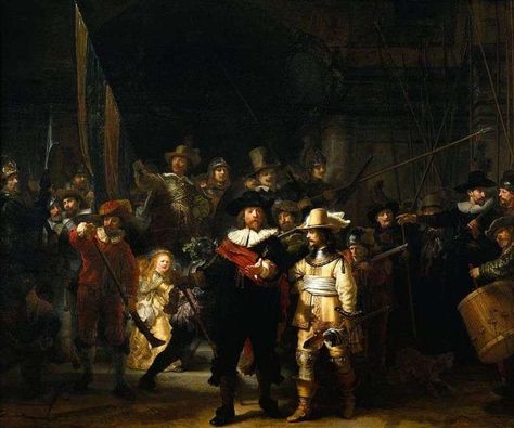 Rembrandt Night Watch, Rembrandt Paintings, Art Baroque, Istoria Artei, Wal Art, Night Watch, Most Famous Paintings, Rembrandt Van Rijn, Alberto Giacometti