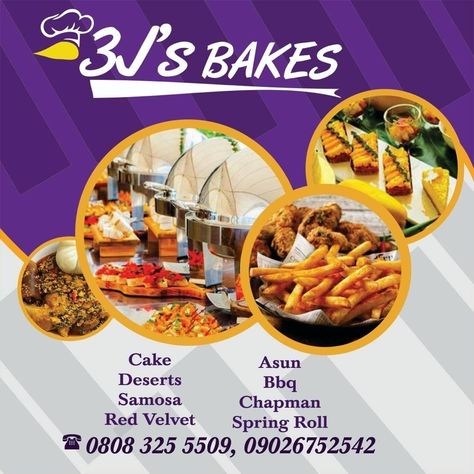 Restaurant Flex Banner Design, Graphic Design For Restaurants, Catering Poster Design Ideas, Restaurant Posters Design, Catering Banner Design, Plantain Chips Flyer Design, Catering Graphic Design, Bakery Design Poster, Food Event Poster Design