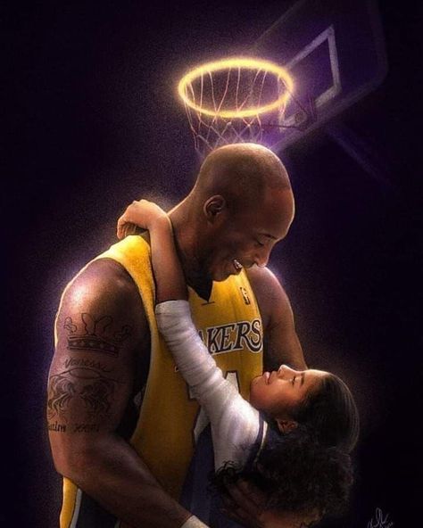 Artists around the world immortalize Kobe and Gianna Bryant R.I.P. Kobe and Gianna Gianna embraces her father, Kobe, as they share a moment of laughter under a basketball hoop in disguise of a halo. (Credit: inspiracoes_de_vida/Instagram) Personal Background, Gigi Bryant, Kobe Bryant Daughters, Kobe Bryant Michael Jordan, Nba Artwork, Kobe Bryant Quotes, Kobe Bryant Poster, Kobe 8, Bryant Lakers