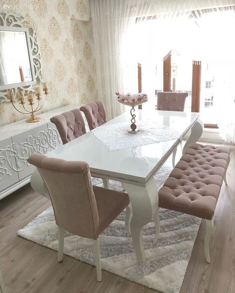 Dining Room Glam, Dnevni Boravak, Luxury Dining Tables, Classy Living Room, Dining Room Contemporary, Dinning Room Design, Dining Room Table Decor, White Dining Room, Luxury Dining Room