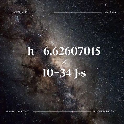 The Plank Constant✨️ The Planck constant, or Planck's constant, denoted by ℎ, is a fundamental physical constant of foundational importance in quantum mechanics: a photon's energy is equal to its frequency multiplied by the Planck constant, and the wavelength of a matter wave equals the Planck constant divided by the associated particle momentum. The constant was postulated by Max Planck in 1900 as a proportionality constant needed to explain experimental black-body radiation. Planck later ... Planck Constant, Max Planck, Quantum Mechanics, By Max, Black Body, Physics, Matter, Energy, Quick Saves