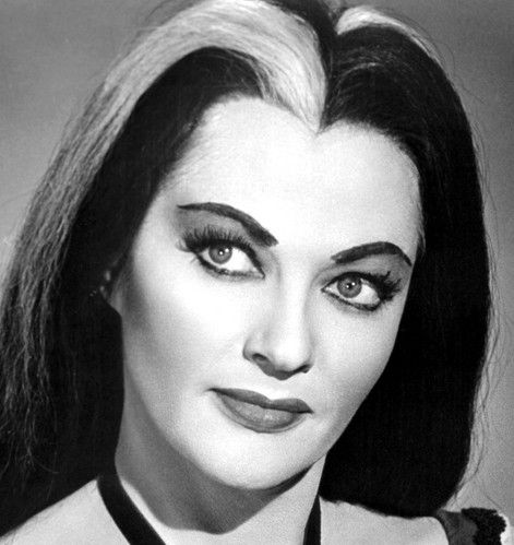 Yvonne DeCarlo Lily Munster Hair White Highlights, Hair White Streak, Mallen Streak, White Streak In Hair, Gray Streaks, Underlights Hair, Yvonne De Carlo, Elvira Mistress Of The Dark, Black Highlights