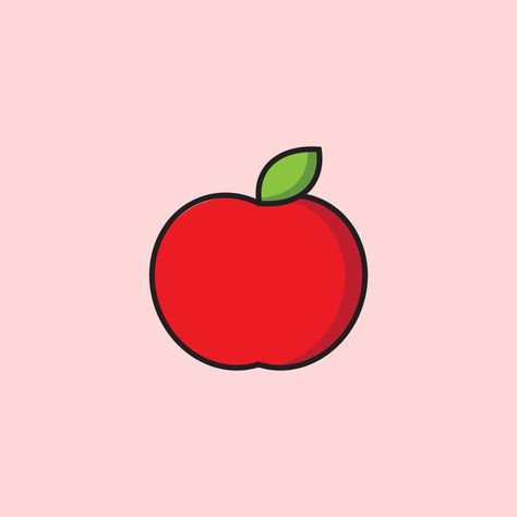 Apple Cute Drawing, Cute Apple Drawing, Procreate Doodles, Fruit Logo Design Ideas, Icon Mask, Aesthetic Screen, Apple Outline, Apple Drawing, Apple Sticker