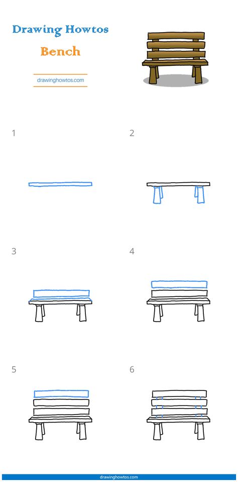 A bench is a long seat for several people, typically made of wood or stone. Here we will learn how to draw a Bench with our drawing instructions. View by Slideshow Save Tutorial in One Image Download Printable PDF Guide View by Scrolling The Complete Drawing Tutorial in One Image Download Printable PDF of the … How to Draw a Bench Read More » Bench Art Drawing, How To Draw A Bench Step By Step, Bench Drawing Simple, Bench Doodle, How To Draw A Chair, Chair Drawing Simple, Park Bench Drawing, Bench Tattoo, Bench Sketch