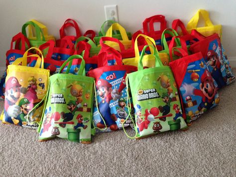 Mario bros goodie bags Birthday Mario Bros Goody Bags, Mario Bross Goodie Bags, Super Mario Candy Bags, Mario Favor Bags, Mario Gifts, Goody Bag Ideas, Super Mario Gifts, Super Mario Chip Bag, Super Mario Brothers Party