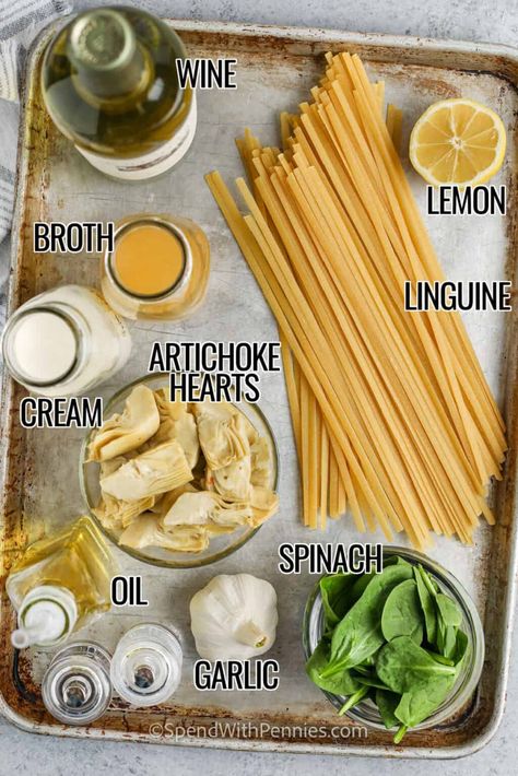 Marinated Artichokes, Spinach Artichoke Pasta, Italian Night, Artichoke Pasta, Savory Treats, Easy Mediterranean Diet Recipes, Extra Protein, Italian Salad Dressing, Spend With Pennies