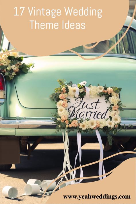 Vintage inspired weddings are becoming increasingly popular in recent years. Whether you are going for a 1920s Gatsby inspired affair or lovely 1950s inspired event, these vintage wedding ideas are sure to please any couple. Find the right ideas for you! 40s Style Wedding, 50s 60s Wedding Theme, 1950s Wedding Decorations, 50s Themed Wedding, 1950 Wedding Theme, Vintage Wedding Ideas, 1950s Wedding Theme, Hot Rod Wedding, 50s Wedding Theme