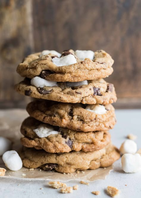 Cookies Smores, Chocolate Chips And Marshmallows, Chocolate Chip Marshmallow, Chocolate Chip Marshmallow Cookies, Cookies With Chocolate Chips, S Mores Cookies, Marshmallow Cookies, Cookies With Chocolate, Cookie Base