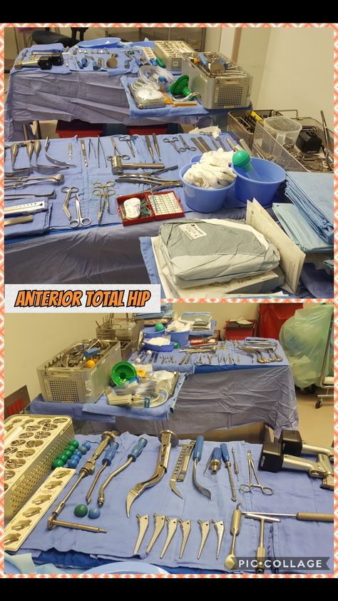 Anterior total hip set up for Surgical Technologist Surgery Tech, Surgical Technologist Student, Hip Surgery Recovery, Sterile Processing, Surg Tech, Scrub Nurse, Perioperative Nursing, Surgical Technician, Nursing Graduation Pictures