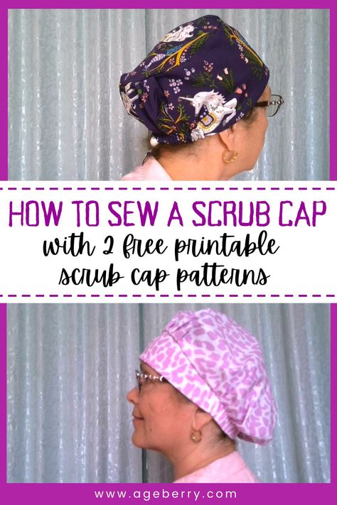 Diy Scrub Cap, Scrub Hat Patterns, Scrub Caps Pattern, Bouffant Scrub Caps, Bouffant Scrub Hat, Hat Patterns Free, Sewing Elastic, Diy Scrub, Cap Patterns