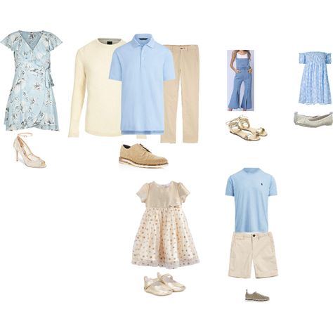 Fashion set Light blue and cream created via Cream Clothes, Family Shoot, Family Photo Outfits, Creative Instagram Stories, Crew Neck Jumper, Family Photoshoot, Family Photo, Fashion Set, Girls Shoes