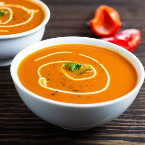 Queso Soup, Roasted Pepper Soup, Bell Pepper Soup, Chicken Salsa, Roasted Red Pepper Soup, Red Pepper Soup, Pureed Soup, Pepper Soup, Diet Breakfast Recipes