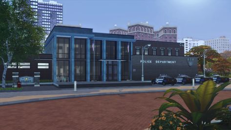 Sims Police Station, Sims 4 Police Station Build, Sims 4 Police Mod, Sims 4 Police Cc, Sims 4 Police Station, Sims 4 Community Lots, Lotes The Sims 4, The Sims 4 Lots, Sims 4 Cc Kids Clothing