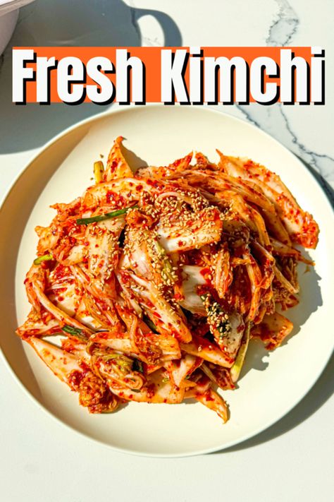 Fresh Kimchi Geotgeori Recipe & Video - Seonkyoung Longest Fresh Kimchi Recipe, Doenjang Recipe, Chow Fun Recipe, Eggplant Rollatini Recipe, Riblets Recipe, Fresh Kimchi, Napa Cabbage Salad, Thai Grilled Chicken, Fried Shrimp Recipes