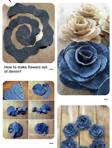 Återvinna Jeans, Tas Denim, Diy Sy, Projek Menjahit, Make Flowers, Denim Crafts Diy, Blue Jeans Crafts, Handmade Flowers Fabric, Denim Flowers