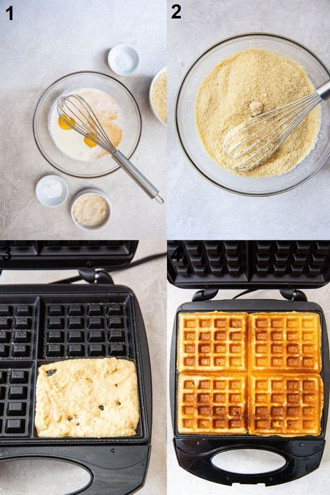 Easy Almond Flour Waffles Almond Flour Waffles, Keto Whipped Cream, Keto Waffles, Best Keto Breakfast, Four Score, Sugar Free Fruits, How To Make Waffles, Belgian Waffle Maker, Breakfast Easy