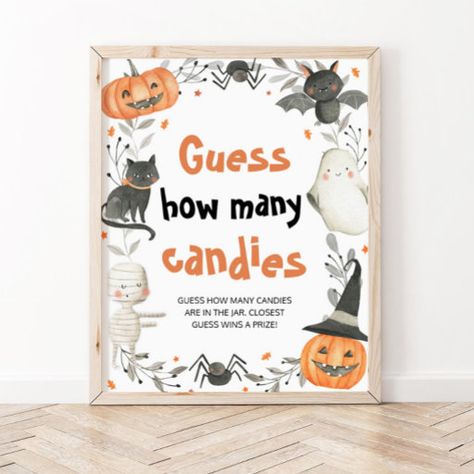 Cute Halloween Pumpkin Guess How Many Candies Game Poster Candy Games, Game Poster, Halloween Games, Shower Design, Baby Halloween, Halloween Pumpkin, Cute Halloween, Halloween Pumpkins, How Many