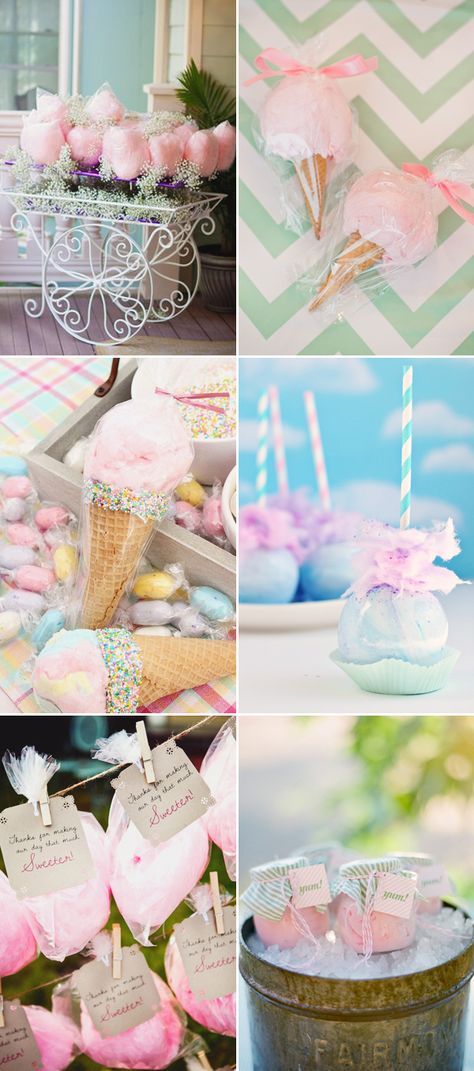 22 Fun and Creative Ways to Plan a Cotton Candy Wedding! How To Serve Cotton Candy At A Party, Pastel Candy Buffet, Wedding Favors For Kids, Cotton Candy Bags, Music Thoughts, Cotton Candy Favors, Cotton Candy Wedding, Cotton Candy Party, Reception Music