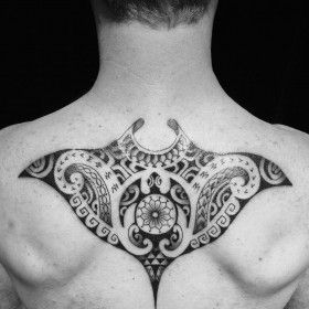 Manta Ray Tattoo Polynesian Back, Manta Ray Chest Tattoo, Polynesian Manta Ray Tattoo, Polynesian Stingray Tattoo, Manta Ray Tattoo Polynesian, Stingray Tattoo, Tiger Tattoo Sleeve, Ray Tattoo, Hippie Tattoo